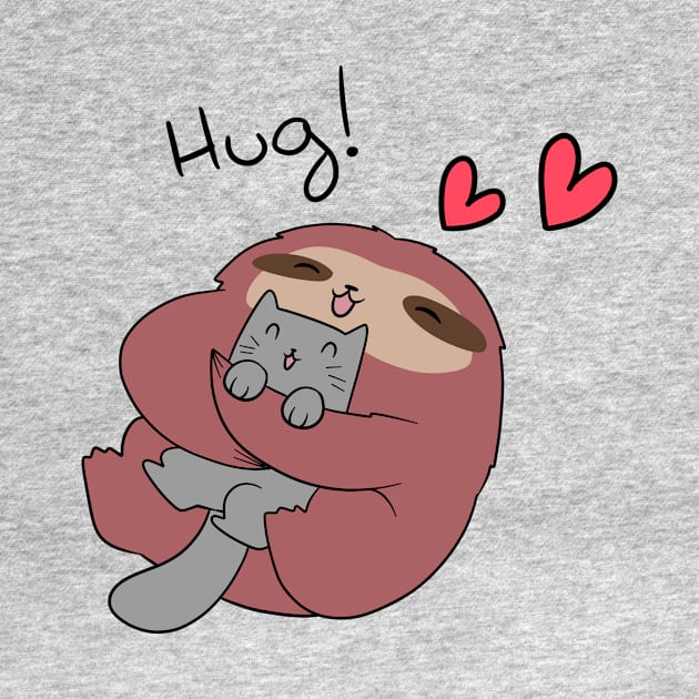 Sloth Hugs Cat by saradaboru